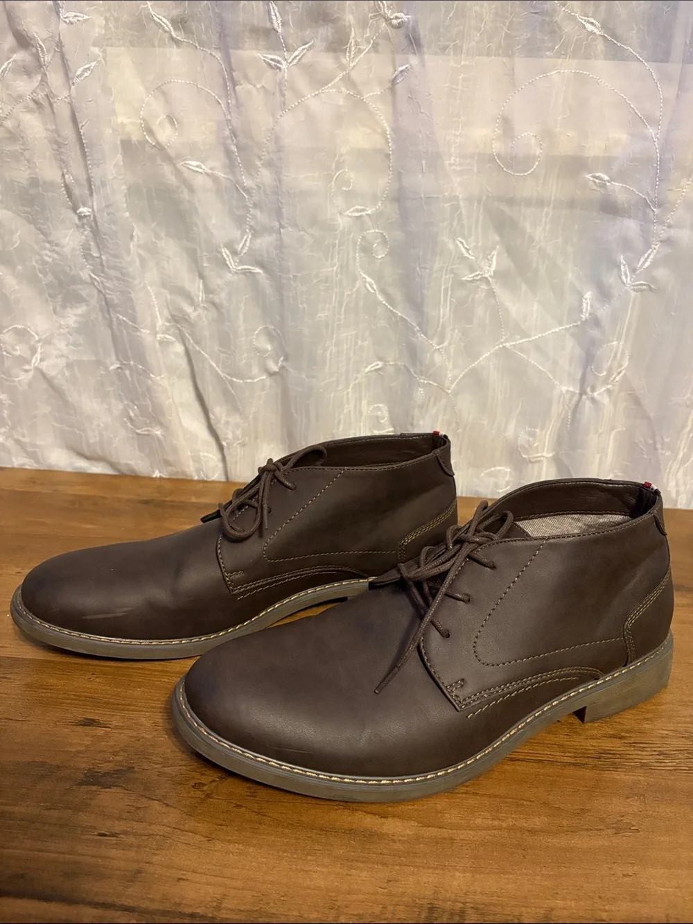 Izod Men's Dark Brown Leather Chukka Lace-Up Boots